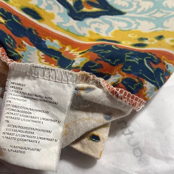 Anthropologie Tiny Boho Devas Sequin Top Printed Casual Roll-Cuff Multi S - Picture 14 of 16